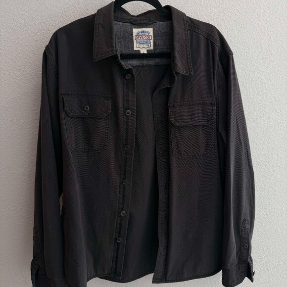 Devil-Dog Dungarees Men's Black Button Up Size Large - Picture 1 of 7